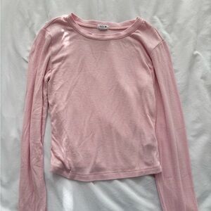 Garage Pink Long Sleeve Ribbed Top